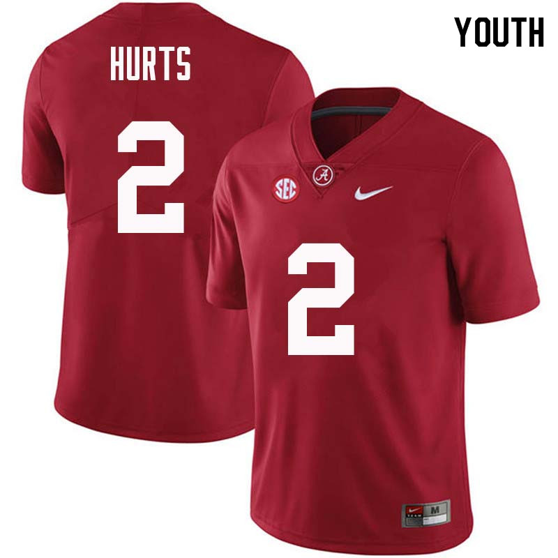 Alabama Crimson Tide Youth Jalen Hurts #2 Crimson NCAA Nike Authentic Stitched College Football Jersey JL16I30VA